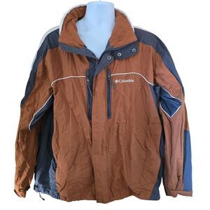 Columbia Mens XL Interchange Jacket Rust & Gray Waterproof Outdoor Coat